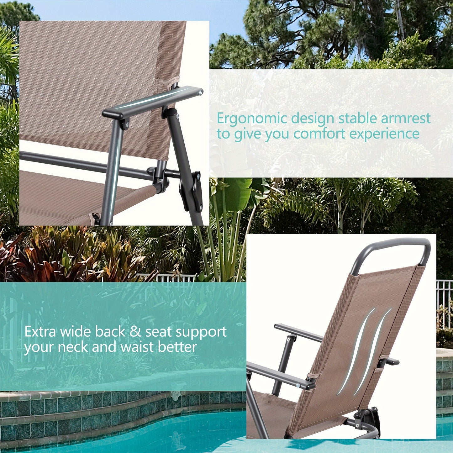 [6pcs Folding Patio Set] JY QAQA 6pcs Folding Patio Dining Set, All-Weather Small Metal Outdoor Table And Chair Set, Garden Patio Furniture Set W/Umbrella, Glass Table And 4 Folding Chairs for Lawn, Deck, Backyard