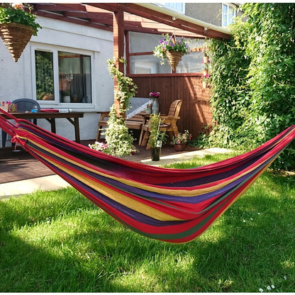 Striped Outdoor Camping Hammock with Anti-Roll Design, Tree-Friendly Straps & Storage Bag, Breathable Polyester Fabric for Backyard Garden Camping Hiking Indoor Use – 31.5" x 98.43"
