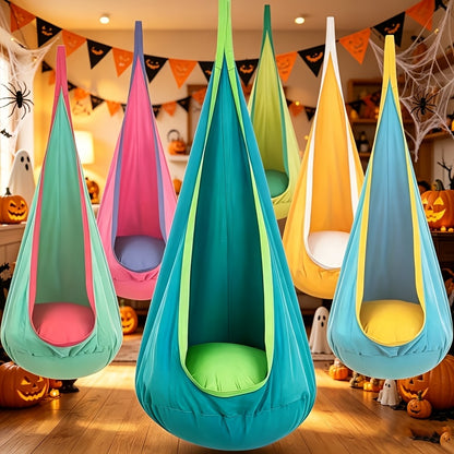 1-Pack of Indoor/Outdoor Hanging Hammock Chair Includes Inflatable Pillow And Cylinder, Storage Bag, Maximum Load Capacity of 264 Pounds, Includes Straps And Screws, Woven Nylon Fabric, No Batteries