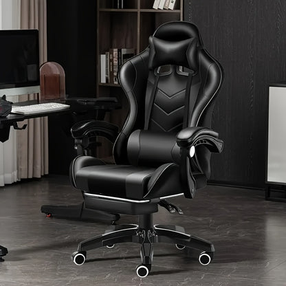 Office Gaming Chair, Computer Office Chair with Pocket Spring Cushion, Linkage Armrests And Footrest, High Back Ergonomic Computer Chair with Lumbar Support Task Chair with Footrest