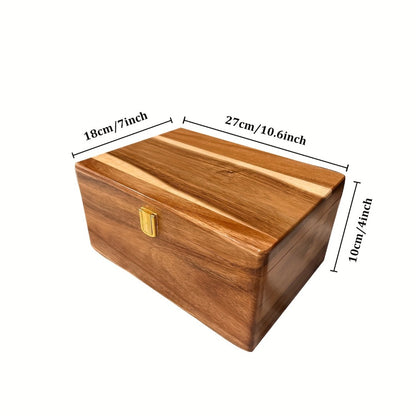 Acacia Wood Keepsake Box with Hinged Lid & Latch | 10.6x7x4" Memory Storage Box for Photos, Jewelry, Collectibles | Decorative Wooden Gift Box for Birthdays, Weddings, Christmas