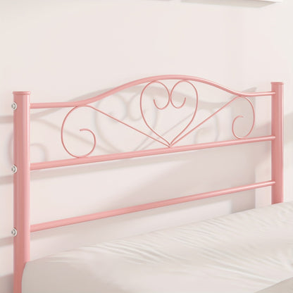 Metal Platform Bed Frame with Headboard and Footboard Steel Slat Support No Box Spring Needed Noise Free - Twin Full Queen Sizes for Bedroom Guest Room Dorm | Black White Gold Pink