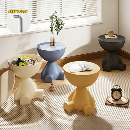 Round End Table with Hidden Storage – Cute Novelty Side Table & Nightstand for Small Spaces | Compact Plastic Accent Table for Living Room, Bedroom & Dorm | Stylish Gift for Home Lovers