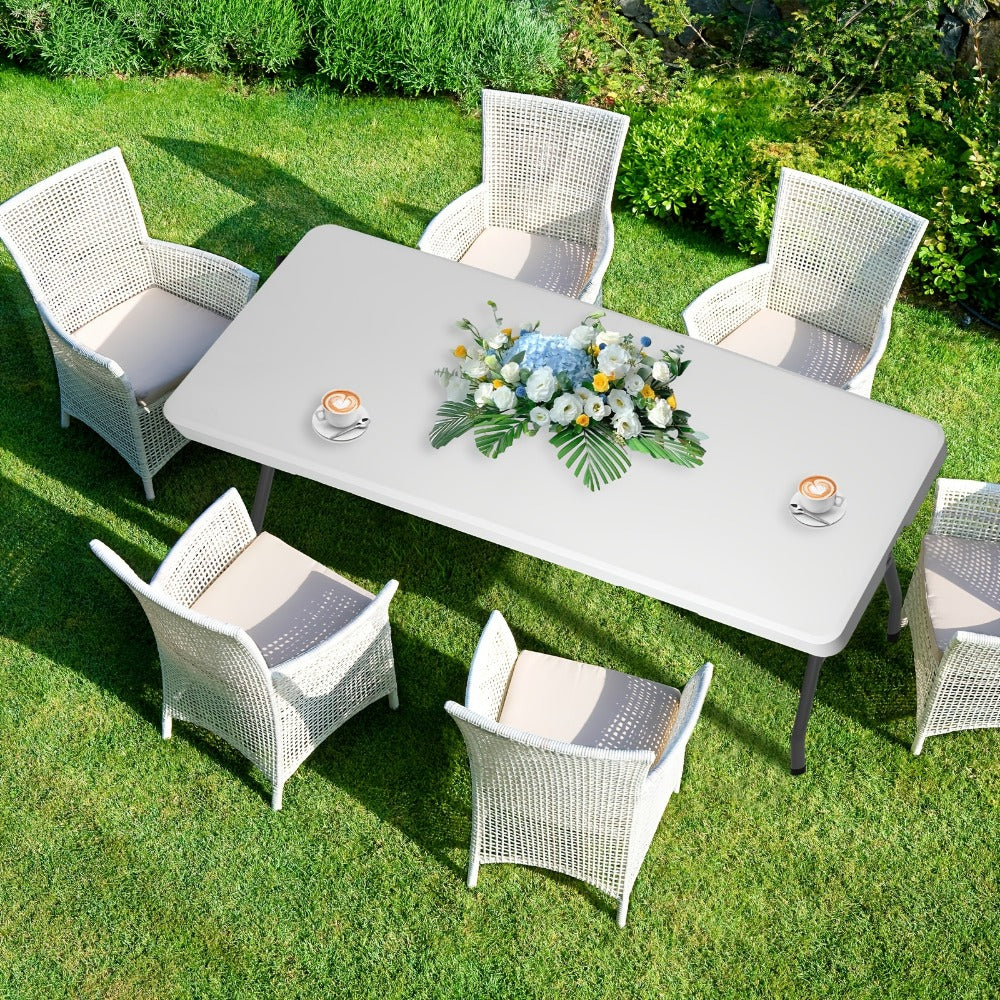 Folding Table 4ft or 6ft Plastic Portable Table with Carrying Handle for Indoor Outdoor, Picnic Party Camping Dining Banquet Table, White or Black