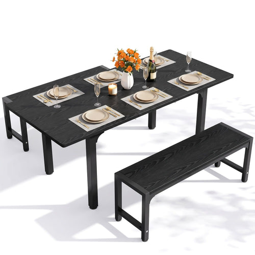 Dining Table Set, Expandable for 4 with Chairs, Black Wood Kitchen Table & Chair Set shown in the main product view