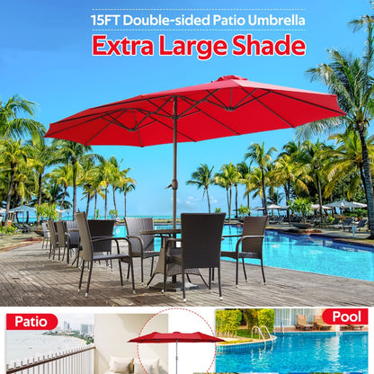 Double-Sided Patio Umbrella, Backyard Sun Shade for Outdoor Shade and Protection detail image - detail view 19