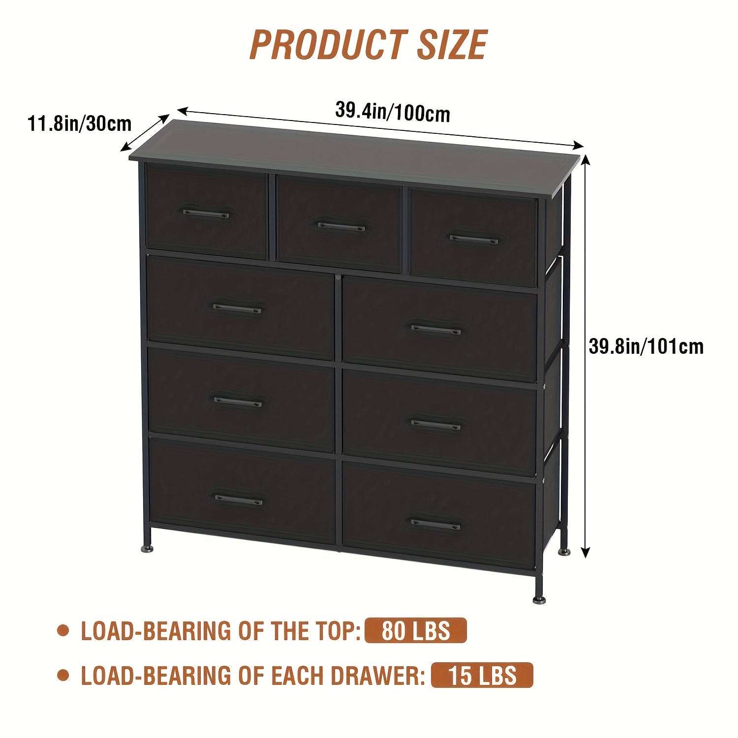 Dresser shown in the Black, 9 Drawers option