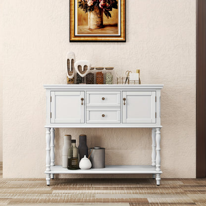 Console Table with 2 Drawers | Entryway Table with Storage Shelf, Wood Accent Sofa Table for Living Room, Entrance, Hallway, Couch - Classic Style, High-Density Fiberboard