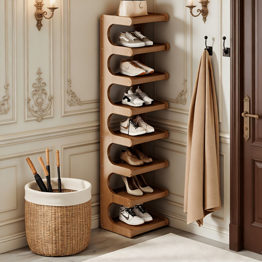 Bamboo Shoe Rack 4-8 Tier Freestanding Shoe Organizer for Entryway Hallway Bedroom Closet – Space-Saving Multi-Layer Shoe Storage Shelf for Home & Dorm