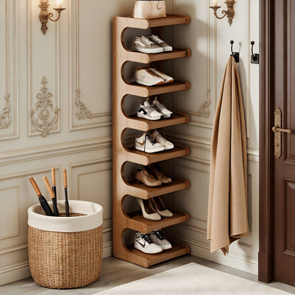 Bamboo Shoe Rack 4-8 Tier Freestanding Shoe Organizer for Entryway Hallway Bedroom Closet – Space-Saving Multi-Layer Shoe Storage Shelf for Home & Dorm