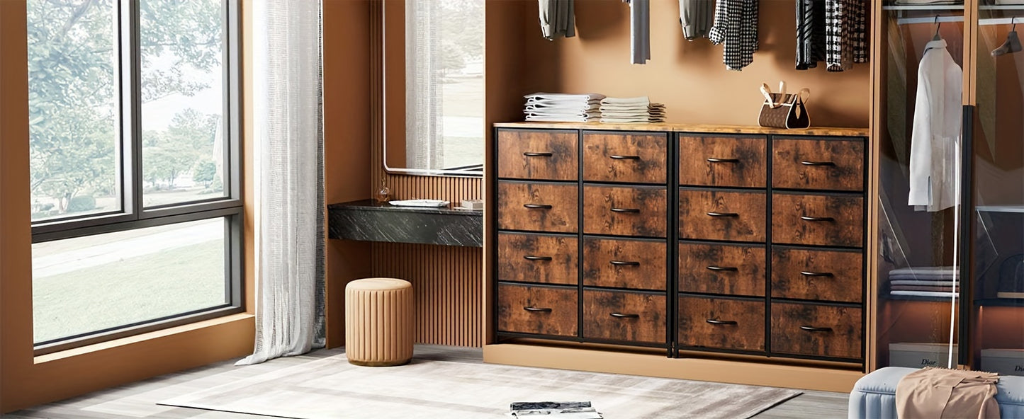 8 Drawer Storage And Organization, Home Dresser And Chest Of Drawers with 8 Fabric Storage Drawers Tower Unit, Bedroom Dresser with Wood Top, Thickened Frame for Bedroom, Living Rooms, Hallways