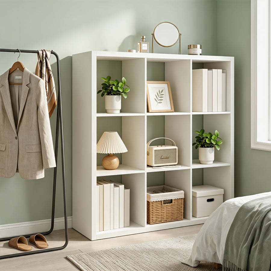 2/3/4/6/8/9 Thick Frame Bookshelf, Open Back Panel Cube Storage Cabinet, Floor-standing Bookshelf With Anti-tip Kit, Wooden Open Display Rack For Living Room, Bedroom, Study, White/chocolate Open Bookshelf, With Open Back