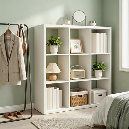 2/3/4/6/8/9 Thick Frame Bookshelf, Open Back Panel Cube Storage Cabinet, Floor-standing Bookshelf With Anti-tip Kit, Wooden Open Display Rack For Living Room, Bedroom, Study, White/chocolate Open Bookshelf, With Open Back