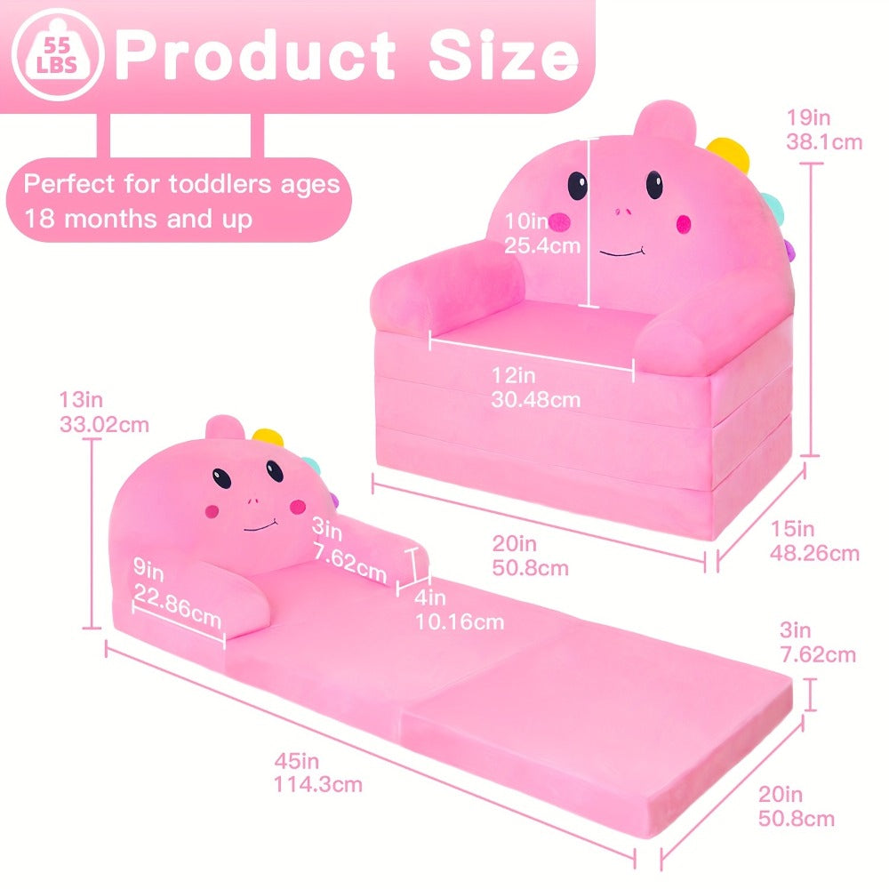 Foldable Couch, a Velvet 2-In-1 Convertible Sofa for Toddlers, Cozy Chair for Reading And Napping, Suitable for Both Boys And Girls