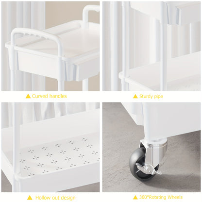 Rolling Utility Cart with Drawer - 360° Swivel Wheels, Plastic Shelves & Metal Frame, Multifunctional Storage Organizer for Bathroom, Kitchen, Office, Lab, Living Room - No Power Needed, Rolling Storage Cart, Home Organization, Compact Design, Durable Con