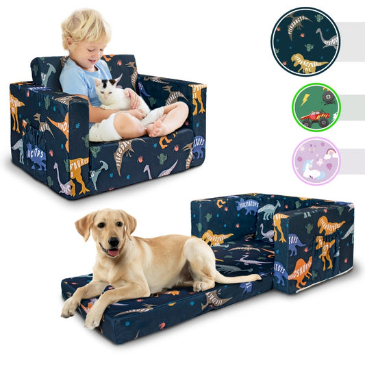 2-In-1 Kids Sofa, Fold-Out Soft Chair for Boys And Girls, Convertible Couch to Lounger, Ideal for Reading, Playing, And Living Room Decor