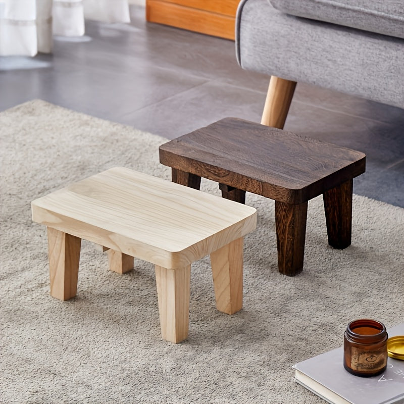 1pc Solid Wood Japanese-Style Square Stool - Wood Low Seat Chair, No Cushion, Square Base Footrest for /Outdoor Use, Living Room, Bedroom,, Entryway, Japanese Tatami Stool, Easy-Clean Furniture