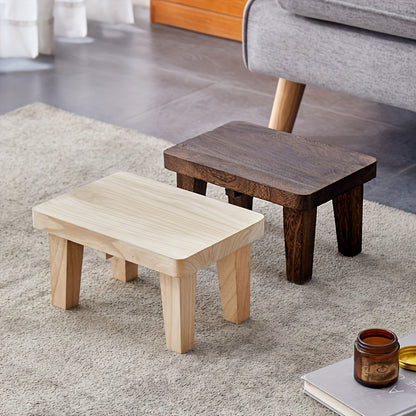 1pc Solid Wood Japanese-Style Square Stool - Wood Low Seat Chair, No Cushion, Square Base Footrest for /Outdoor Use, Living Room, Bedroom,, Entryway, Japanese Tatami Stool, Easy-Clean Furniture