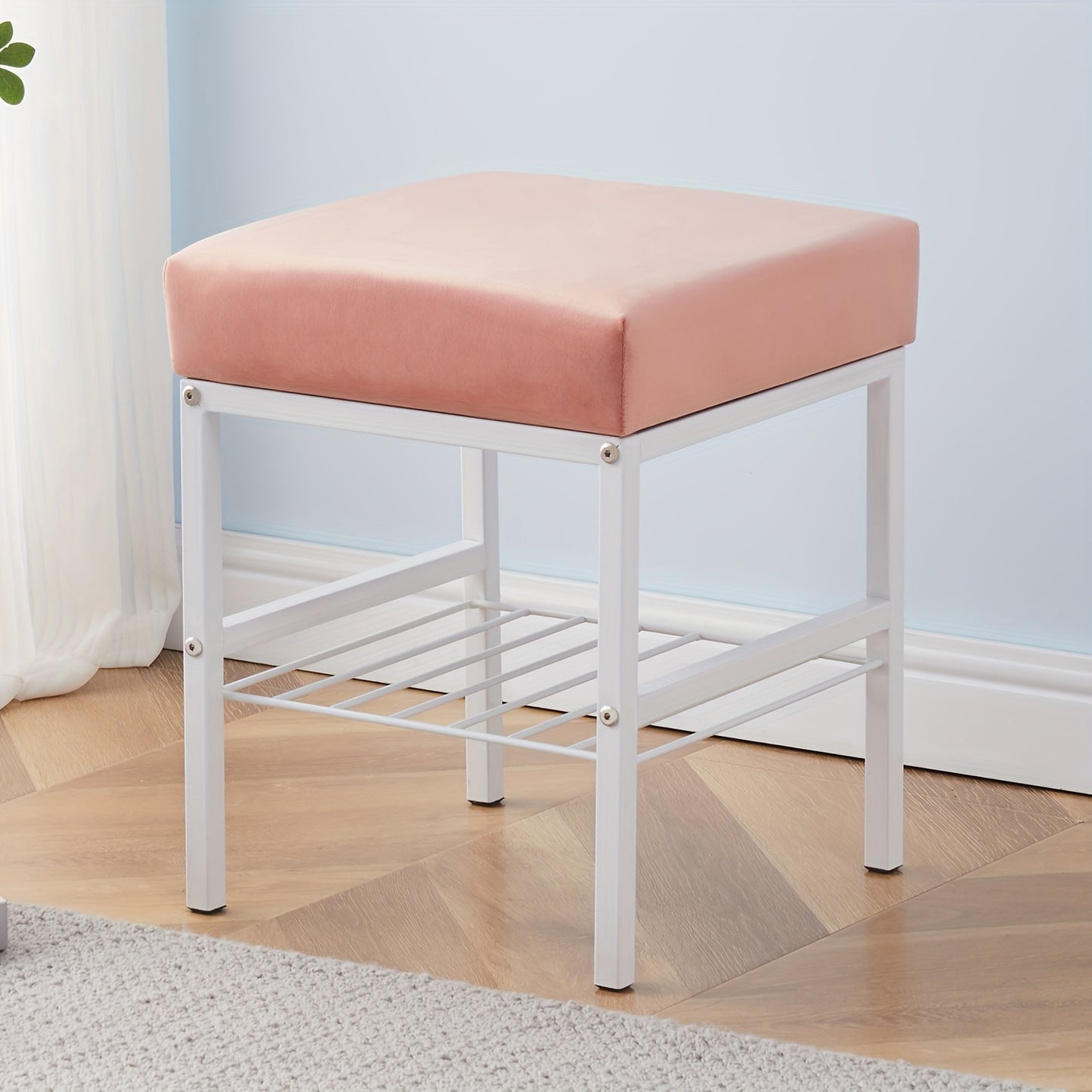 Multifunctional Vanity Stools Velvet Footstool Ottoman Shoe Changing Stool Makeup Stool Footrest Vanity Stool Small Footstool Pouf Ottoman Ottoman Stool for Makeup Room