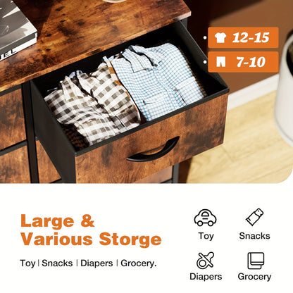 8 Drawer Storage And Organization, Home Dresser And Chest Of Drawers with 8 Fabric Storage Drawers Tower Unit, Bedroom Dresser with Wood Top, Thickened Frame for Bedroom, Living Rooms, Hallways