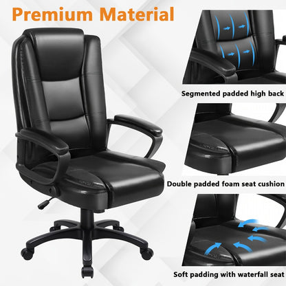 Big & Tall Executive Office Chair 400 lbs – Ergonomic PU Leather High Back Chair with Adjustable Armrests & Lumbar Support, Long Sitting Comfort, Home Office & Computer Desk, Brown Grey White