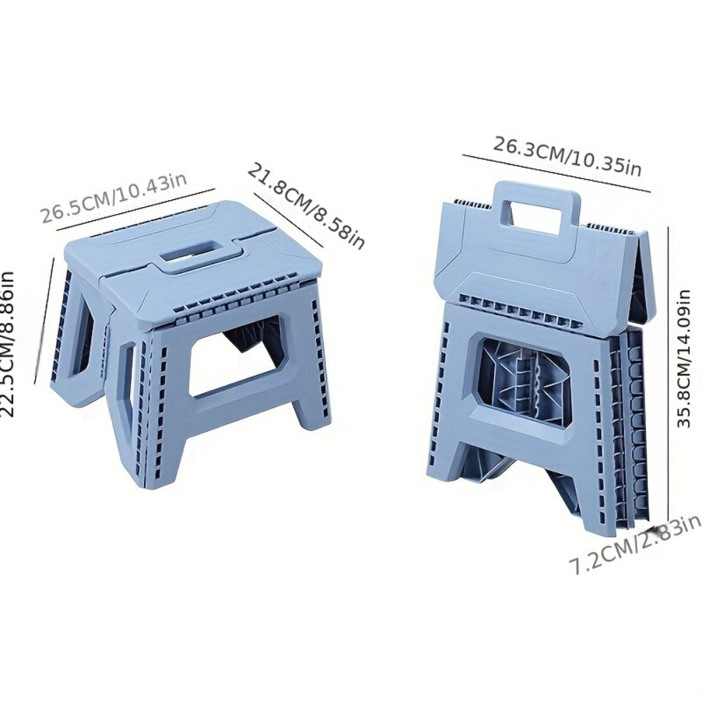Square Plastic Folding Stool 330 lbs Heavy Duty Portable Collapsible Seat for Indoor Party Picnic Fishing, Durable PP Thickened Step Stool for Adults, Black Gray Blue