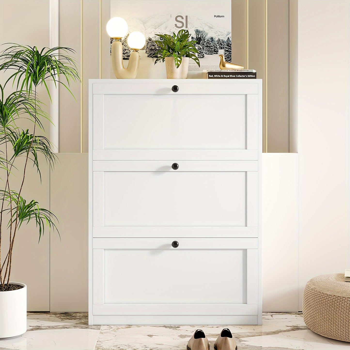 Shoe Cabinet with 3 Flip Drawers & Adjustable Shelf - Narrow Shoe Storage Cabinet for Entryway, Freestanding Hidden Shoe Organizer for Hallway, Bedroom, Apartment - For Homeowners & Renters - Maximize Space & Keep Shoes Organized - Ideal Gift for Housewar