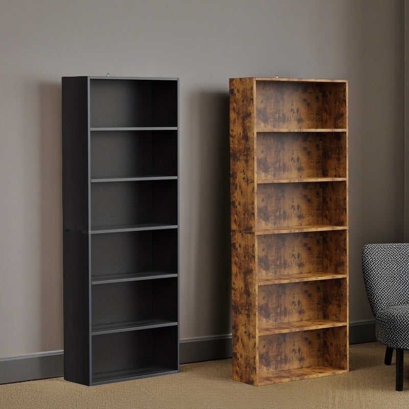5/6-Tier Floor-Standing Bookshelf Organizer - Multi-Functional Open Shelf for Books, Decor & Cosmetics | Space-Saving Storage Unit for Home Office, Living Room & Bedroom | Modern Industrial Design