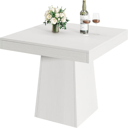 31.5-inch Square Dining Table for 4 with Pedestal Base - Farmhouse Style Table Suitable, Dining Room & Small Spaces, Compact Modern Table for Home, Easy Assembly, Sturdy Base for Narrow Apartments and Cozy Gatherings