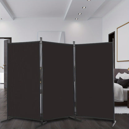 6 Ft Trifold Room Divider Privacy Screen Foldable Partition Panel 160G Polyester Fabric Steel Frame for Office Bedroom Living Room 2 Colors