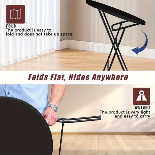 32" Round Folding Table, World Game-Day Ready, Portable Plastic Table, Suitable for Fiesta Night, Party, Camping, Patio Gatherings, Events, Bar Table, Featuring A Thickened Tabletop, Metal Frame, Locking Legs, Indoor/outdoor, 2pcs Set, White/Black