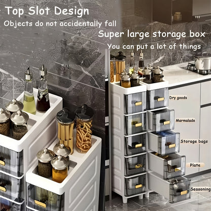 Luxury Slim Storage Cabinet with Drawers - Durable & Waterproof PP Material, Multi-Functional Storage Box, Suitable for Bathroom, Kitchen, Personal Care Product Dispensing And More, Ideal for Small Spaces, Storage Drawer Unit