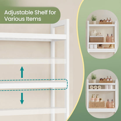 Over The Toilet Shelf Unit 3 Tier Adjustable Rust Resistant Bamboo MDF, Space-Saving Bathroom Organizer for Towels Toilet Paper Toiletries Vertical Storage