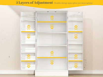 47 Inch Freestanding Pantry Cabinet with Adjustable Shelves - Kitchen Storage Cabinet Buffet Sideboard for Dining Room and Living Room