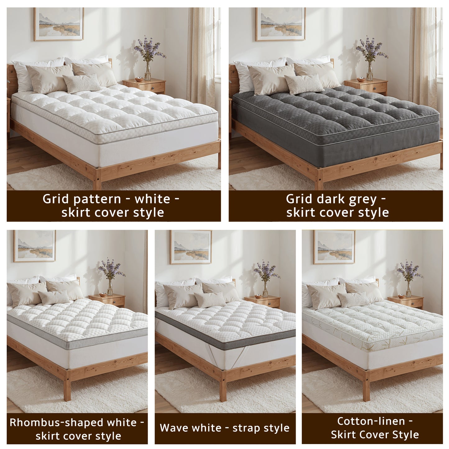 Upgraded Luxury Mattress Topper, Deep Pocket And Lace-Up Style Quilted Mattress Cover, Machine Washable Bed, Soft Cooling Mattress Protector, Pet Friendly Non-Slip Breathable Bedding, Fit Mattress Bedroom, Apartment, Guest Room, School Dormitory