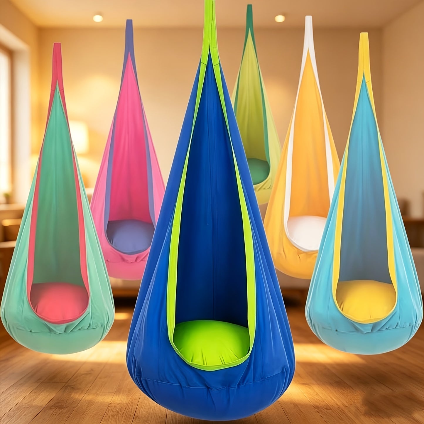 1-Pack of Indoor/Outdoor Hanging Hammock Chair Includes Inflatable Pillow And Cylinder, Storage Bag, Maximum Load Capacity of 264 Pounds, Includes Straps And Screws, Woven Nylon Fabric, No Batteries