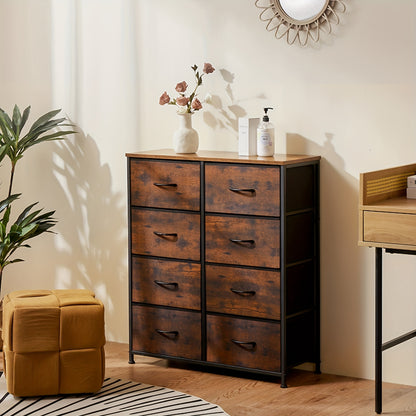 8 Drawer Storage And Organization, Home Dresser And Chest Of Drawers with 8 Fabric Storage Drawers Tower Unit, Bedroom Dresser with Wood Top, Thickened Frame for Bedroom, Living Rooms, Hallways