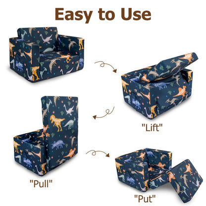 2-In-1 Kids Sofa, Fold-Out Soft Chair for Boys And Girls, Convertible Couch to Lounger, Ideal for Reading, Playing, And Living Room Decor