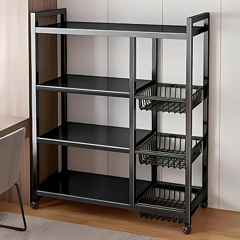 1 Removable Storage Rack, Adjustable Kitchen Storage Rack, Metal Shelf On Wheels, Food Cabinet, Bathroom, Food Cabinet Shelf, Space-Saving Design, Multifunctional Storage Rack, Sturdy Construction, Durable Wire Basket, Mobile Cart, Kitchen Hobbyist