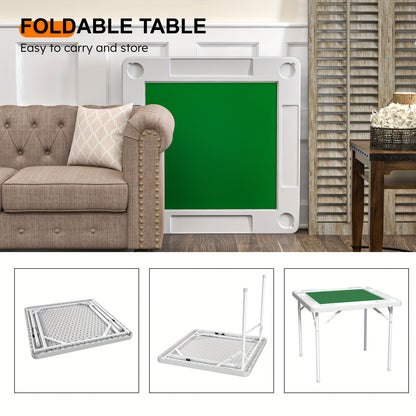 Folding Card Table, Mahjong Table Featuring Green Felt, Suitable for Card Games Like Mahjong, Poker, And Dominoes