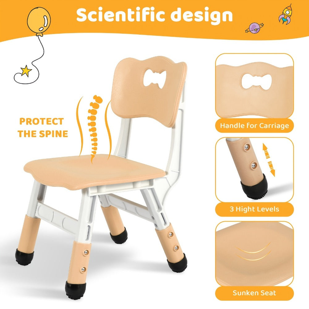 Kids Adjustable Height Table & Chair Set – Non-Slip Legs, Easy-Clean Surface, 23.6"x23.6" Plastic Construction, for Home & Daycare, Boys & Girls, Yellow or Grey