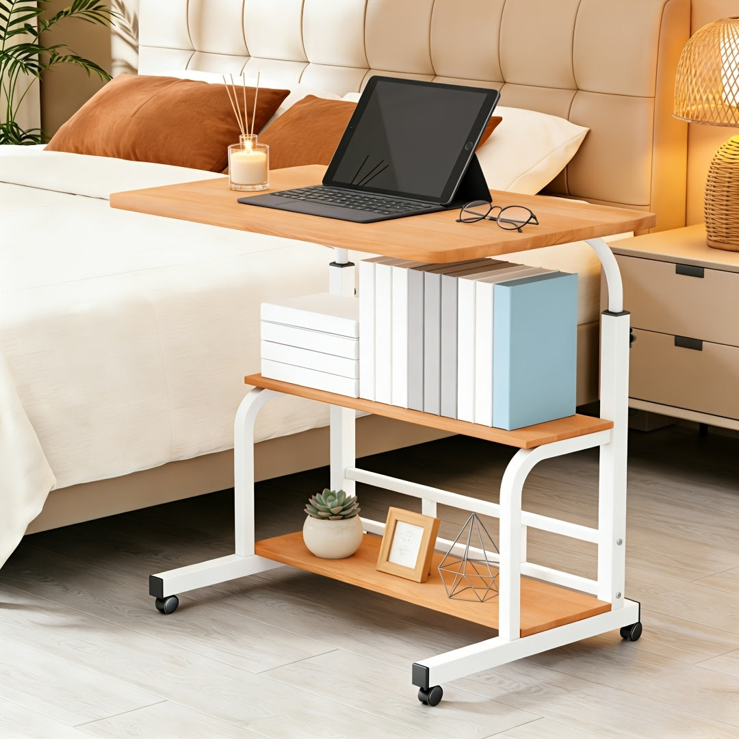 Adjustable Height Mobile Computer Desk; Double-layer Storage Multi-functional Table; Student Home Learning Game Table; Portable Bedside Sofa Office Desk; Su For Bedroom, Apartment, Living Room; Coffee Table Computer Desk; Space-saving Design Random