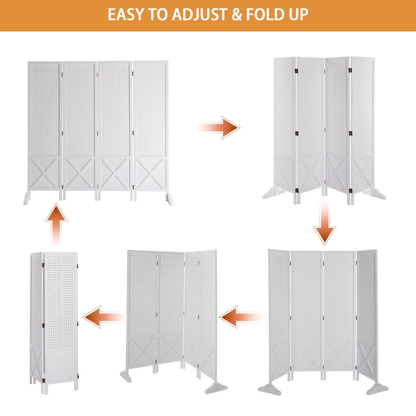VINGLI 60''H Freestanding Pegboard, Wood Room Divider Display Board Organizer with Support Feet, Folding Privacy Screen Partition Space Separator for Craft Shows Events Retail
