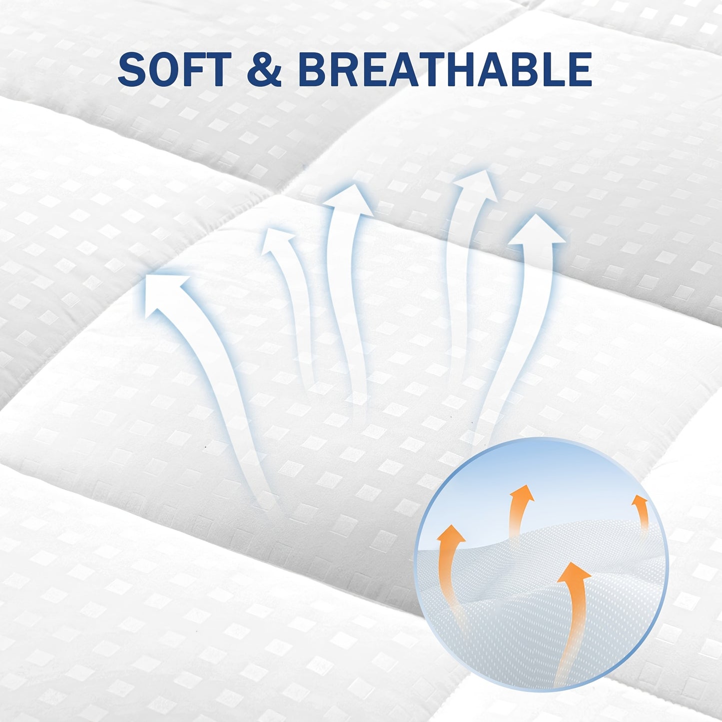 [Cooling Mattress Topper] Cooling Mattress Topper - Cooling Plush Mattress Pad Cover - Pillow Top Deep Pocket With Breathable 7D Spiral Fiber Filling Cooling Mattress Cover Protector, Mattress Encasements Mattress Pad Premium Mattress Cover