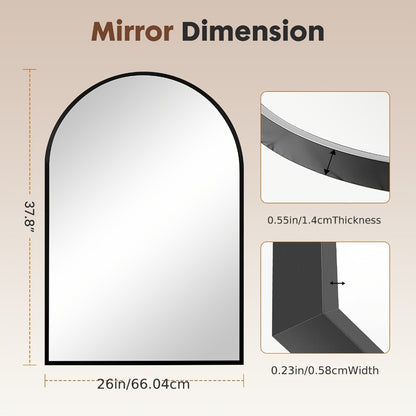 Arch Bathroom Mirror Wall Mounted Shatter-Proof Metal Frame Vanity Mirror Over Sink for Bedroom Living Room Modern Home Decor