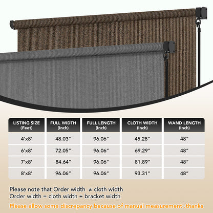 Outdoor Roller Shade with Two Operation Mode, New Material Outdoor Patio Blinds with UV Protection, Patio Shade for Shading, Privacy Protection