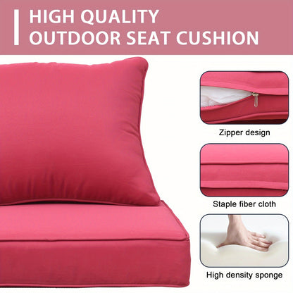 Outdoor Deep Seat Cushion Set 24 X 24 Inch Patio Furniture Cushions with Removable Cover, Adjustable Straps for Chair Sofa Couch
