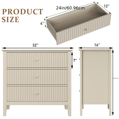 Nightstands 2pcs/1pc, Fluted Design Wooden Dressers with Ample Storage, 30-Inch Modern Painted Chest for Bedroom, Living Room, And Entryway
