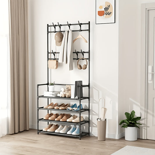 Entrance Hanger, Shoe Rack, Entryway Shoe Organizer, Bedroom Bench with Hooks, Hallway Rack for Storing Shoes, Clothes, Jackets, Hats, Bags, Umbrellas, And Home Additions