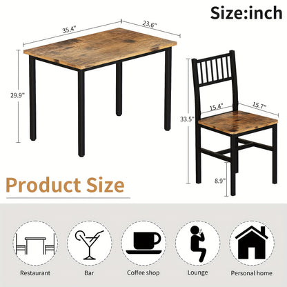 LAMERGE 3pcs Dining Table And Chair Set, Small Space Dining Table And Chair Set, Dining Table, Simple, Suitable for Small Space Living Rooms, Bedrooms And Kitchens Dining Table Set, Perfect Home Furniture, Bedroom Furniture, Spacesaving